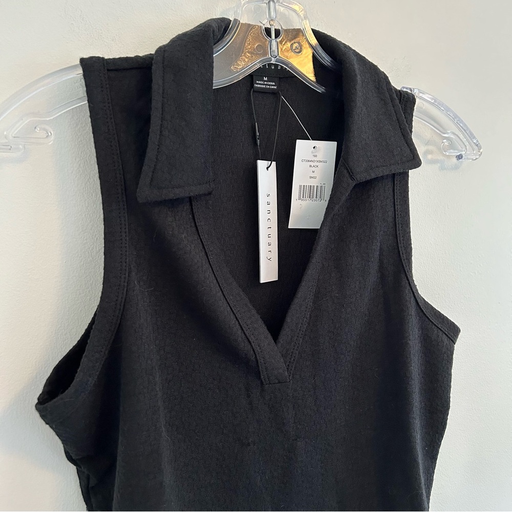 (SOLD) SANCTUARY NWT Black Cropped Collar Tank Top Size Medium - Picture 5 of 8